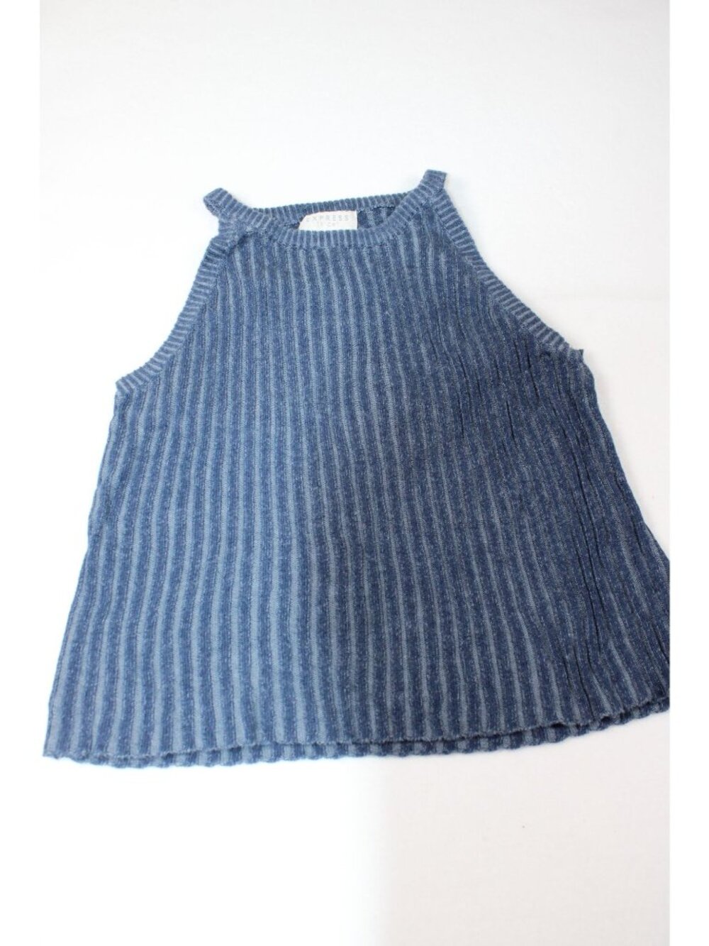 Express Tricot Blue Ribbed Knit Sleeveless Top